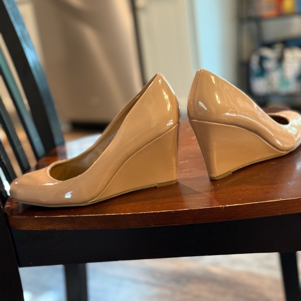 Merona Glossy Beige Wedge Shoes